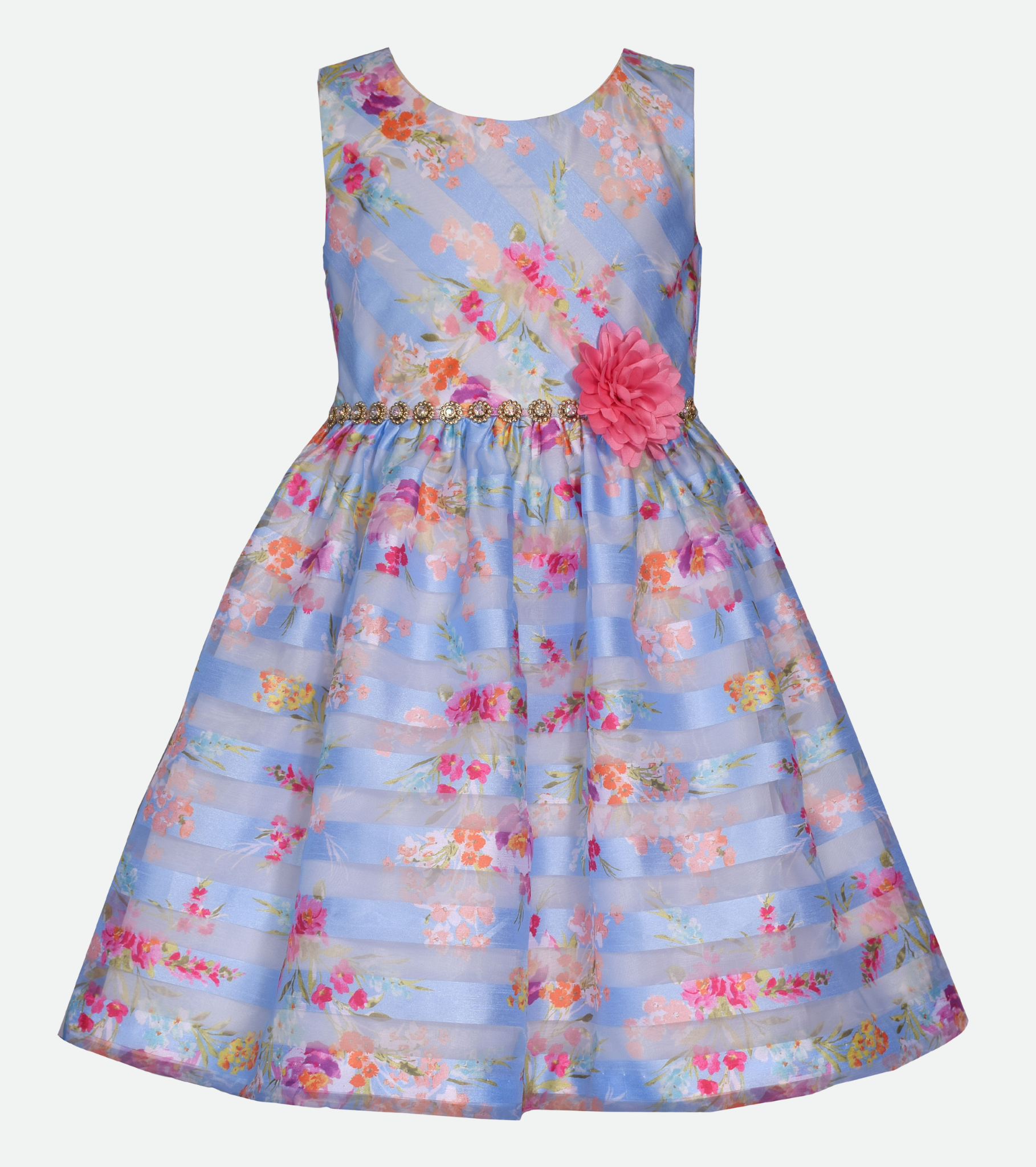 Blue Floral Party Dress for Girls