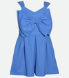 Blue romper for girls with large bow 
