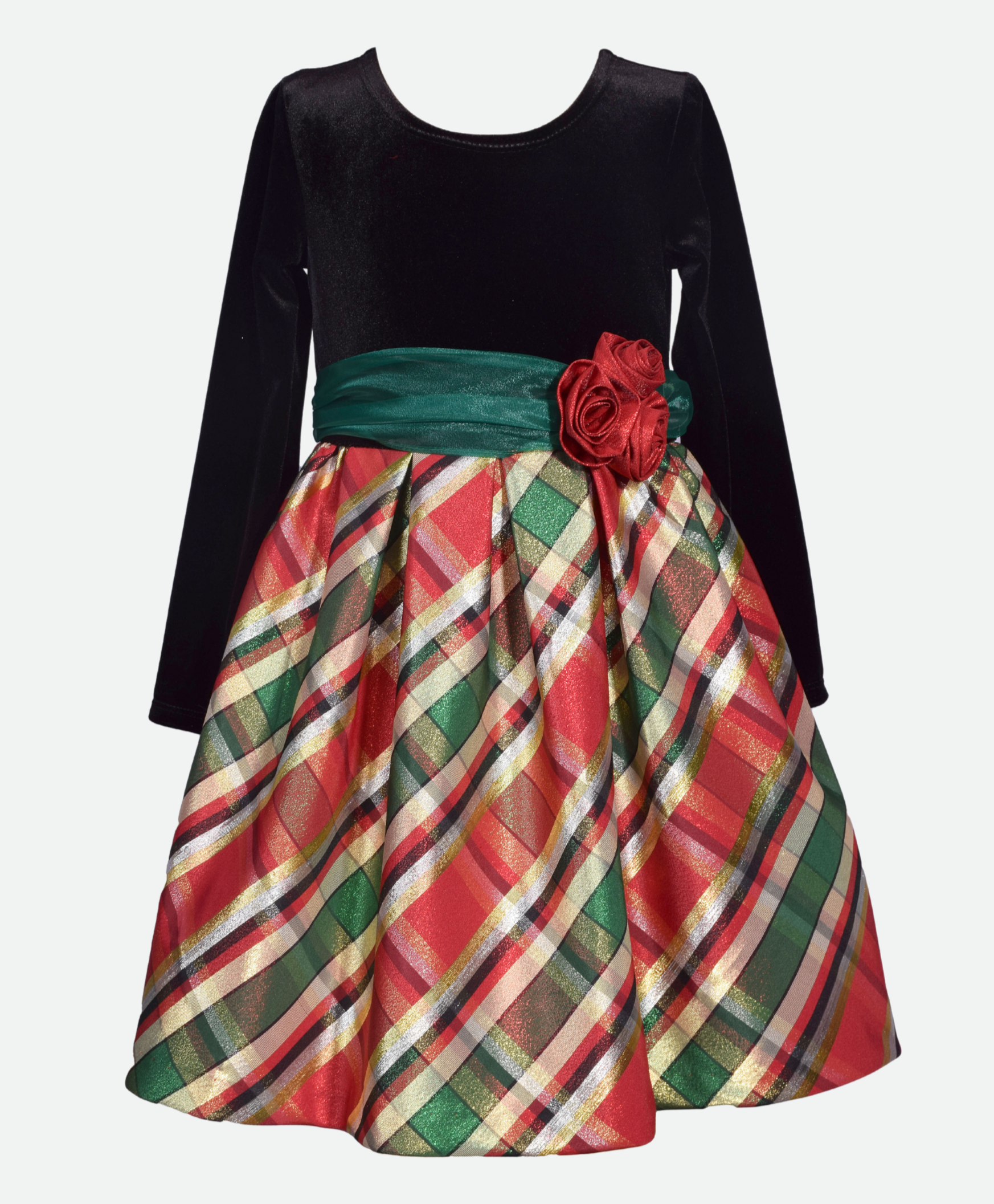 Baby girl bonnie jean velvet plaid dress discount