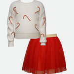Ellie Candy Cane Skirt Set - Image