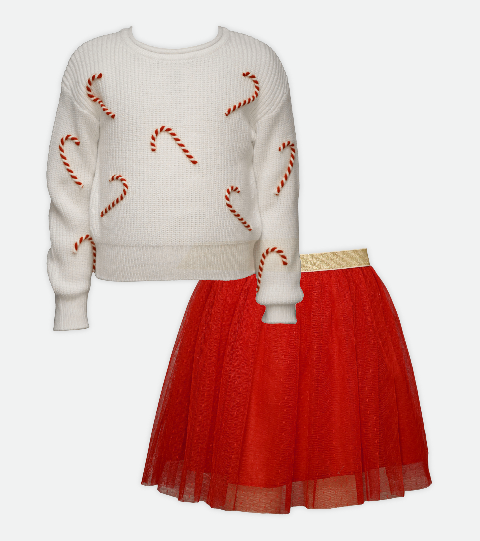 Christmas Outfits for Girls Candy Cane Sweater and Skirt Set