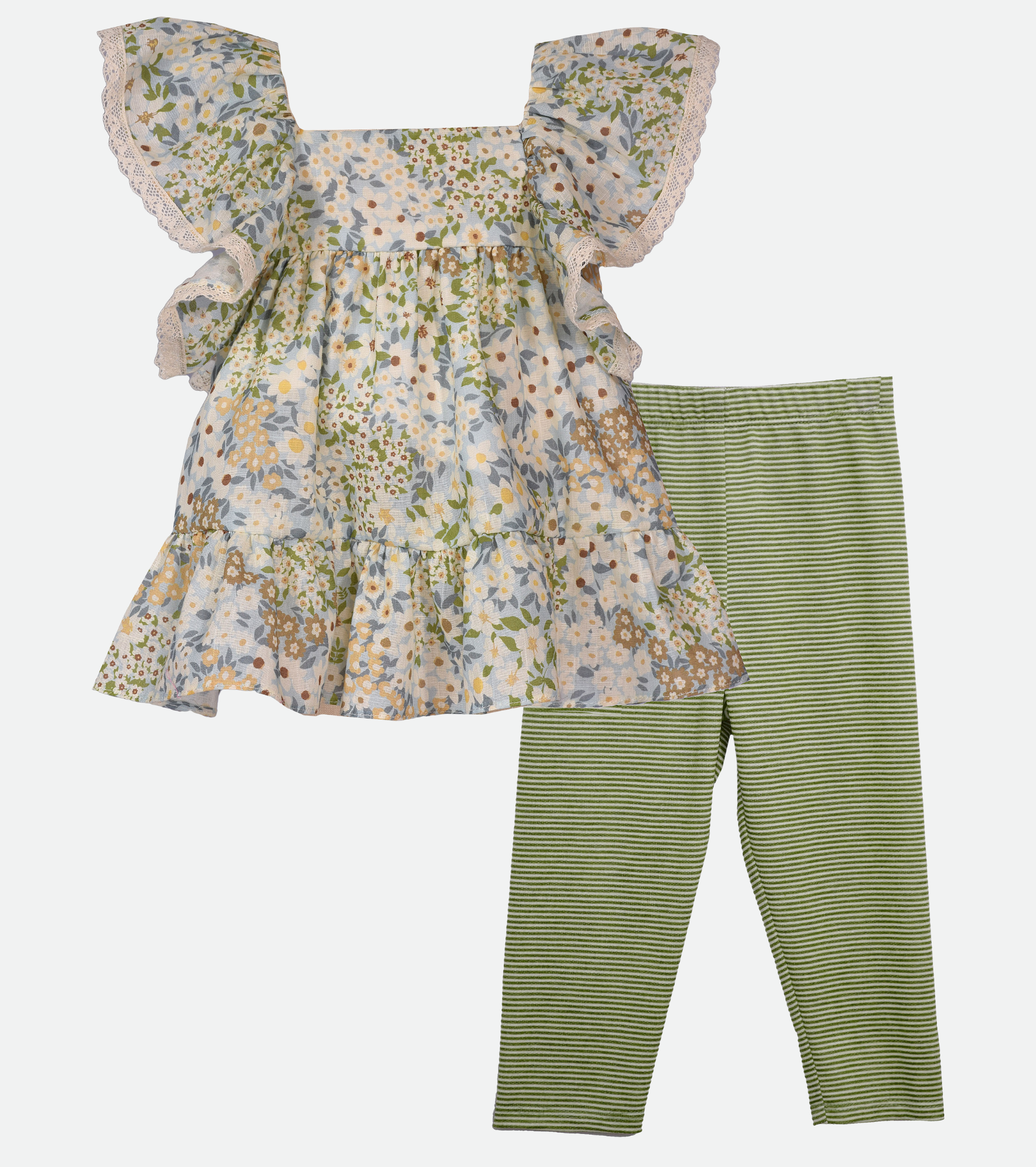 Floral legging set for girls Cotton butterfly sleeve Floral Top and legging set for girls