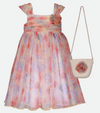Tween Spring Party Dress for Girls with bag floral mesh
