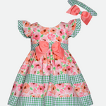 Aria Floral Party Dress with Headband - Image