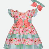 Aria Floral Party Dress with Headband - Image