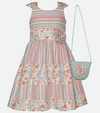 Girls Easter Dresses with bag in seersucker and floral print