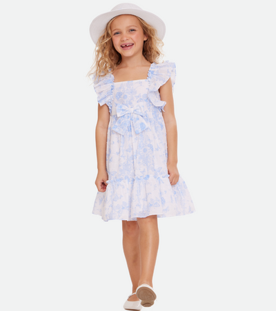 Easter dresses for girls with matching hat blue floral with