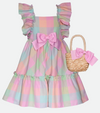 Easter Dresses for Girls Pastel dress with bag in plaid linen 