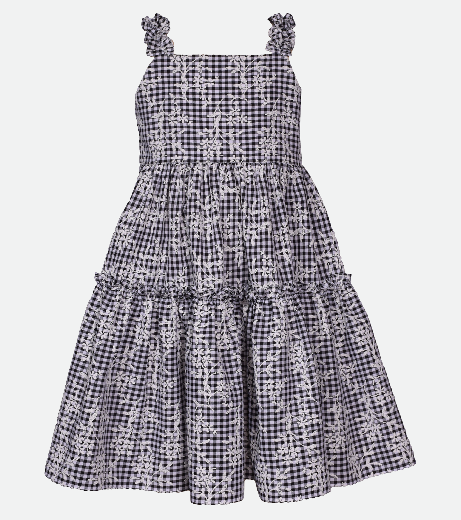 Gingham Dress for Girls Floral Sundress
