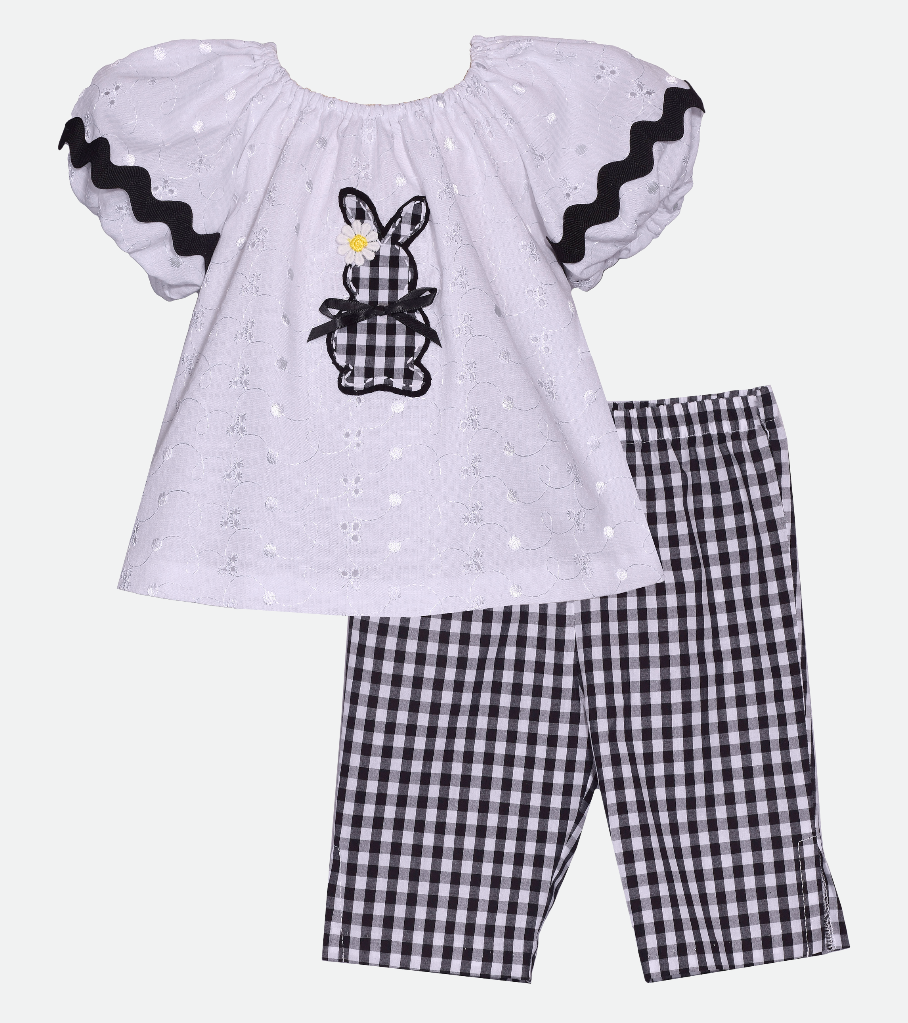 Easter outfit set for little girl Gingham bunny