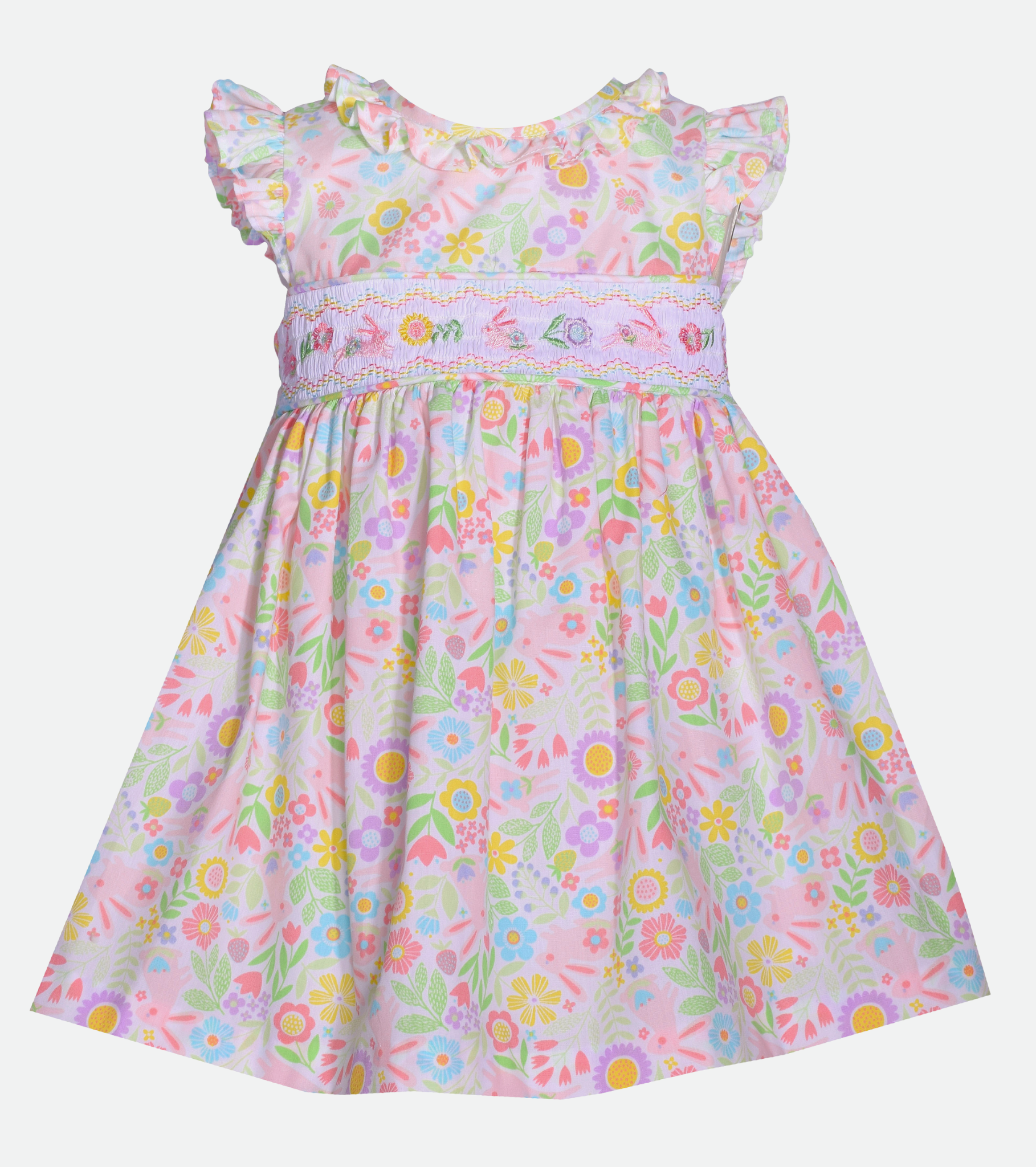 Girls Easter Dress Smocked Bunny