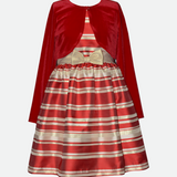 Angie Striped Party Dress with Cardigan - Image