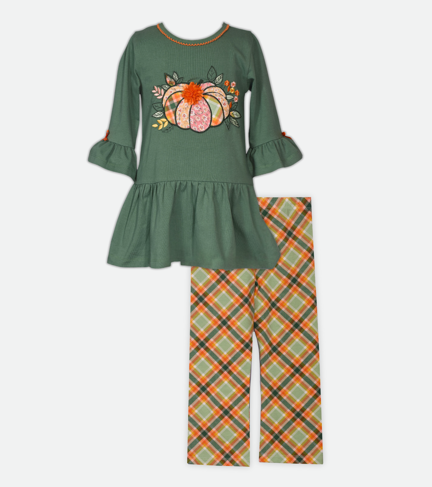 Green Pumpkin Outfit Set for Little Girl