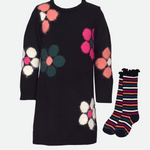 Flower Power Sweater Dress with Socks - Image
