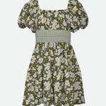 Olive Floral Peasant Dress - Image