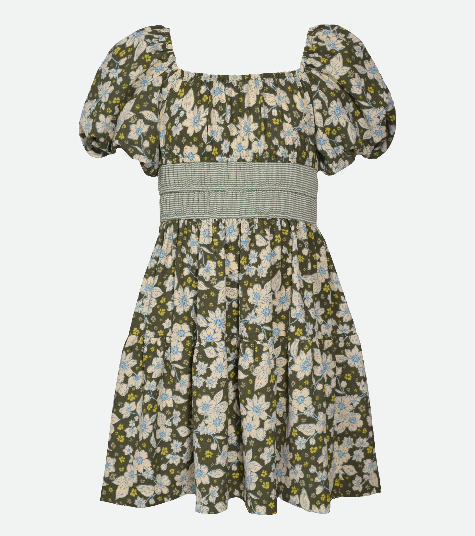 Green Floral Dress for Tween Girls