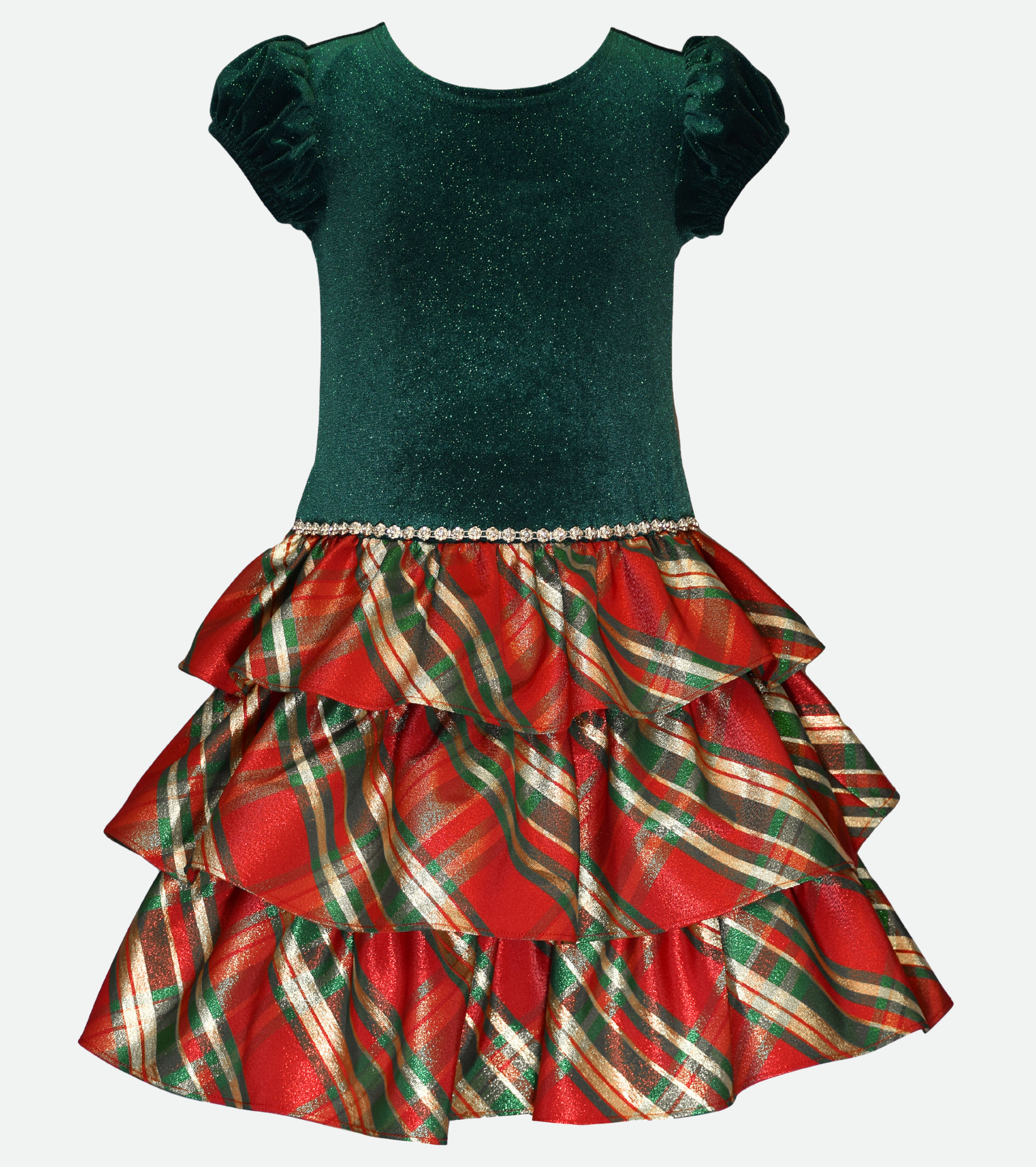 Green Plaid Christmas Dress for Girls