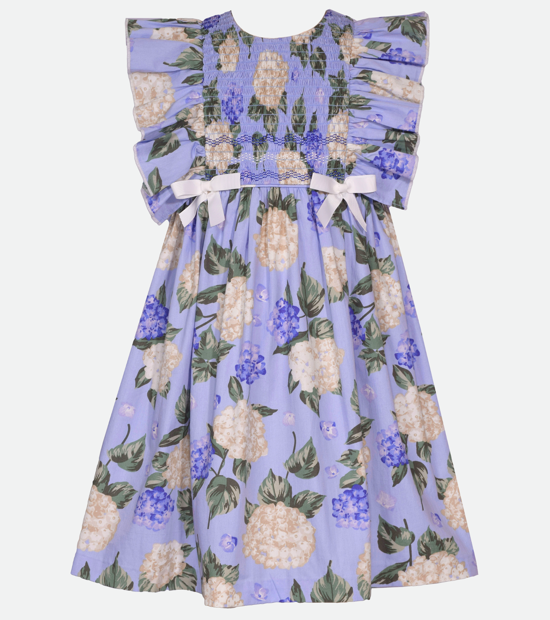 Lavender Floral Print Smocked Easter Dress for Girls