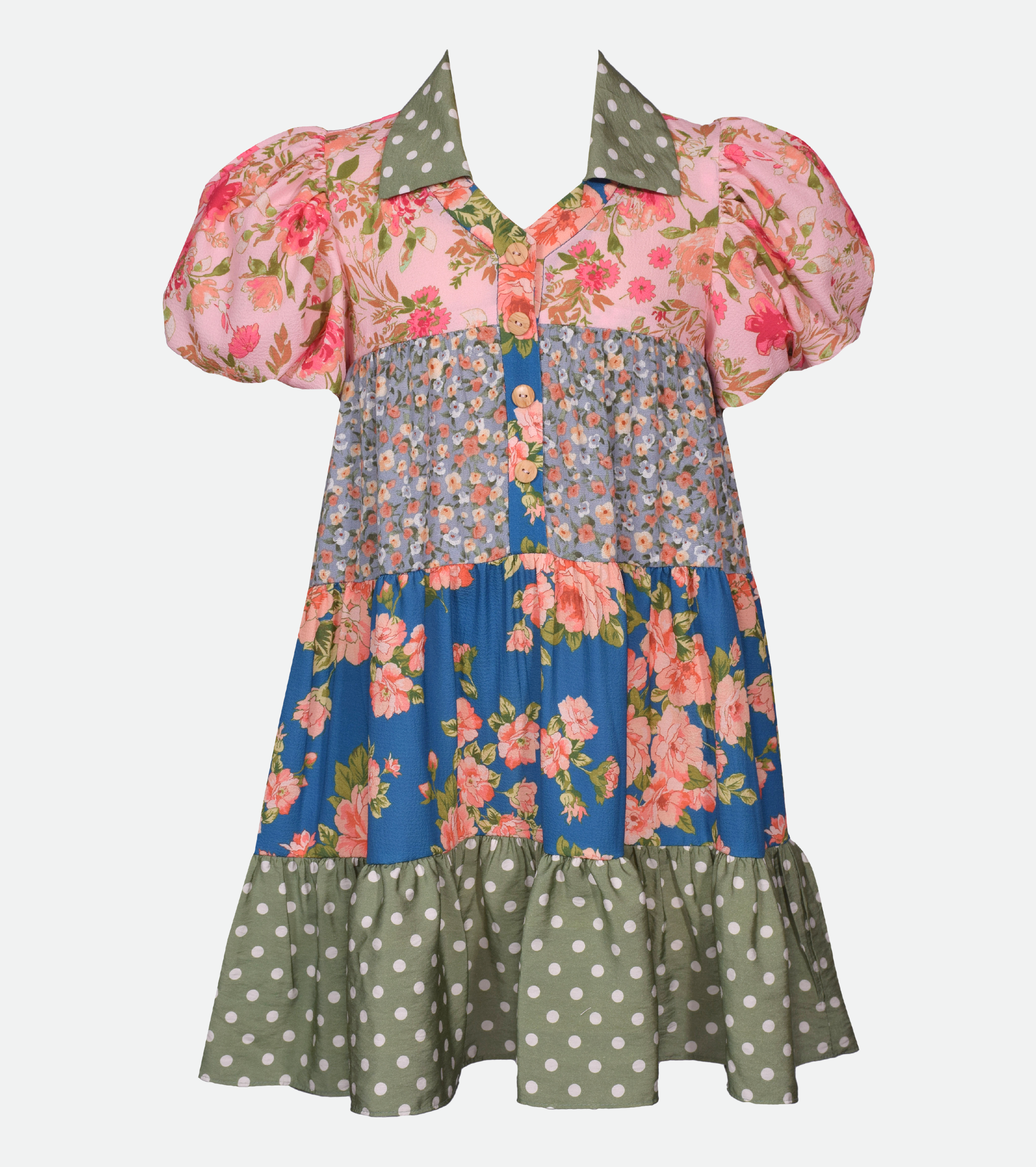 Mixed print floral dress for girls