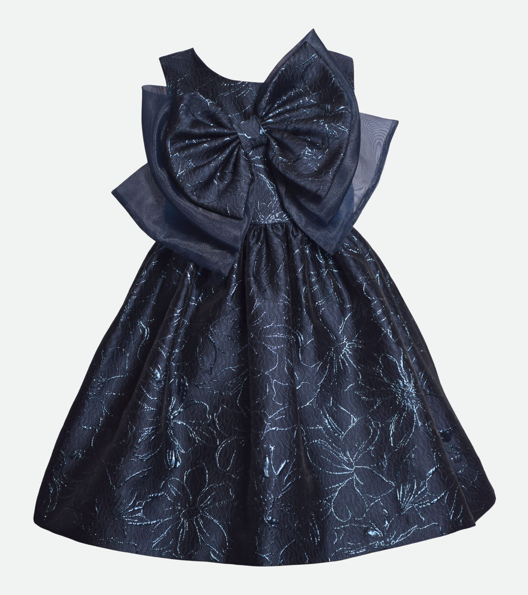 Navy blue floral party dress for girls
