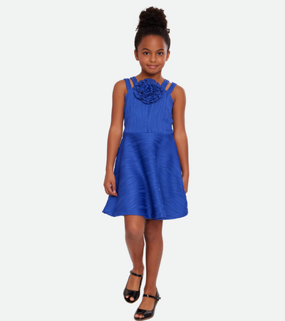 Party dresses for girls skater dress for tweens in blue with rosette