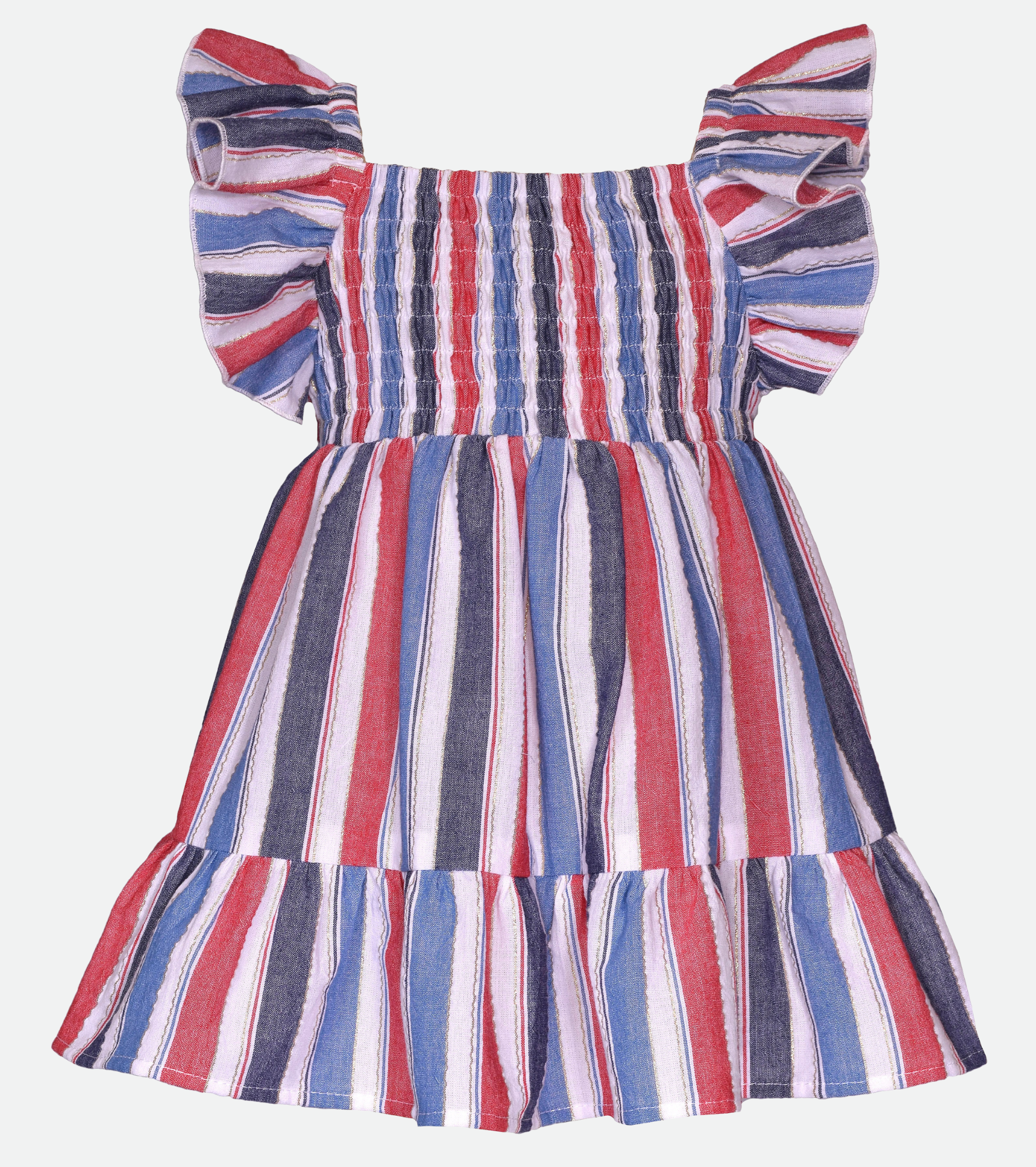 Red white and blue striped dress for little girl americana
