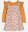 Little girls jumper dress sweater set with leopard print knit dress