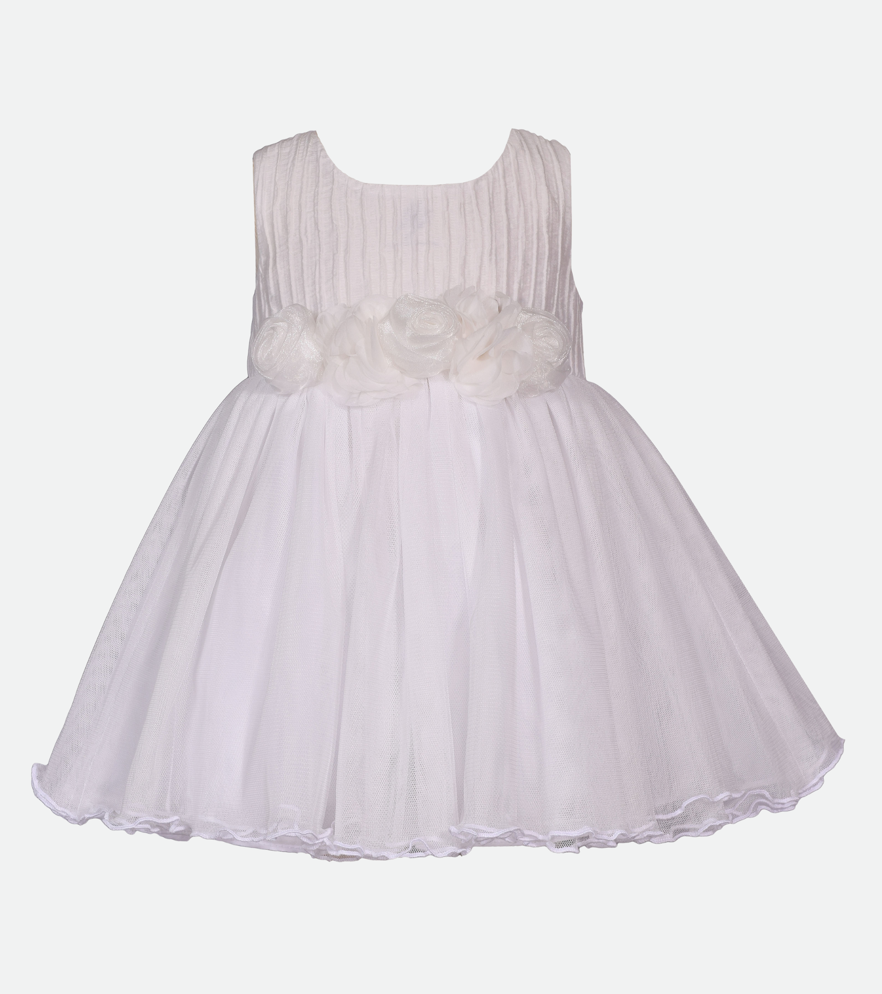 White Party Dress for Baby Girl Flower Waist