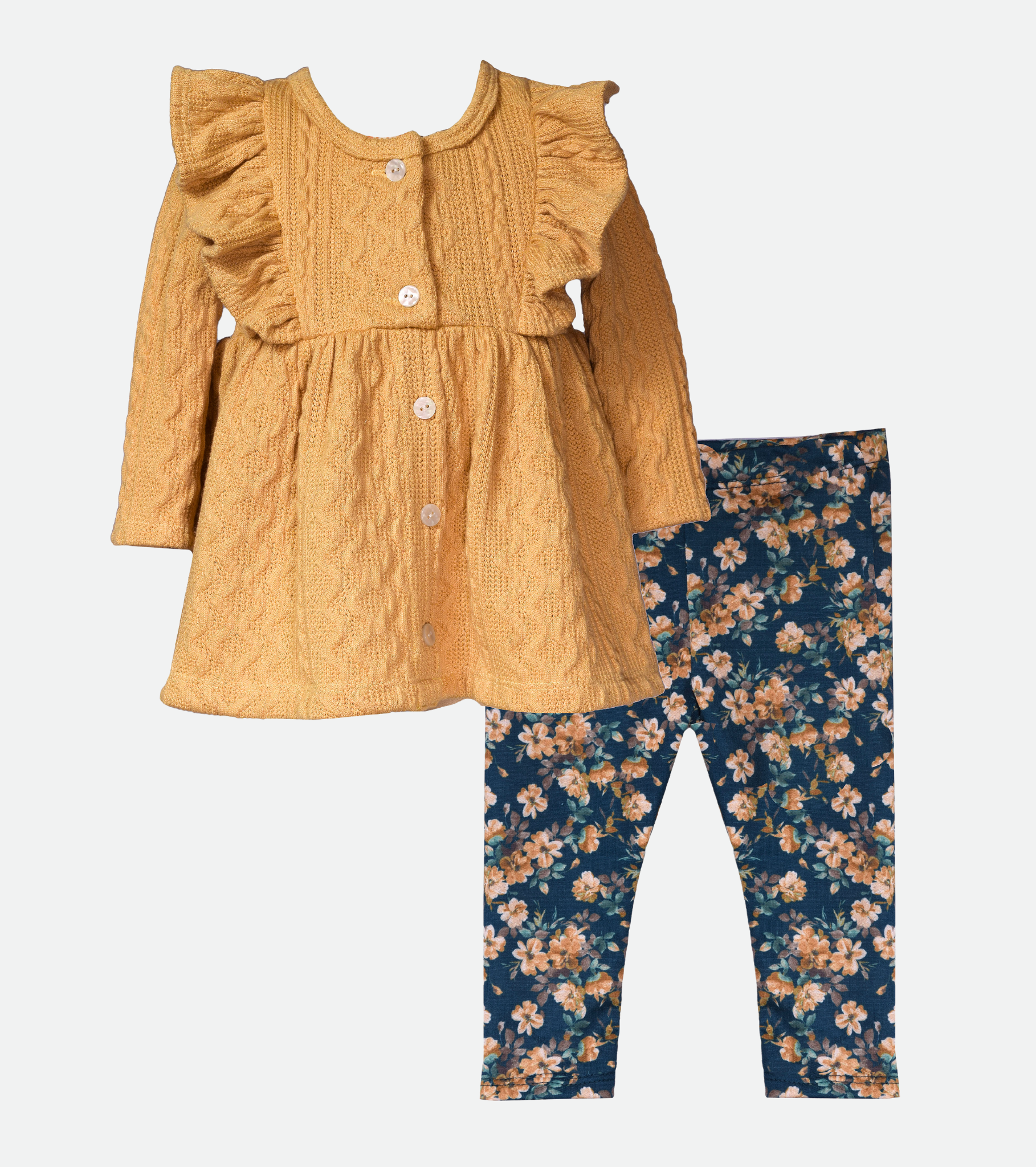 Yellow top and floral legging set for girls