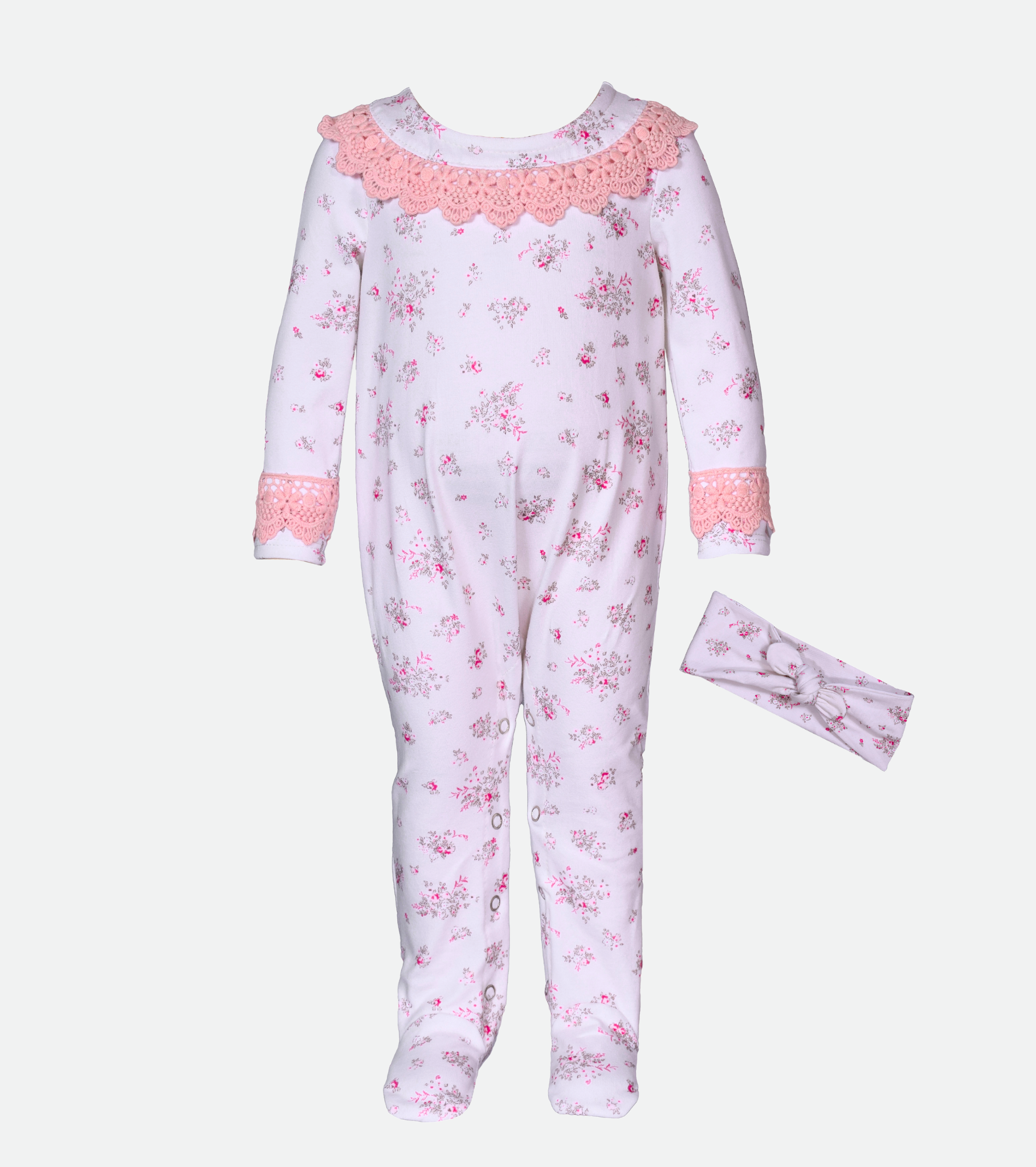 floral onesie with headband for girls
