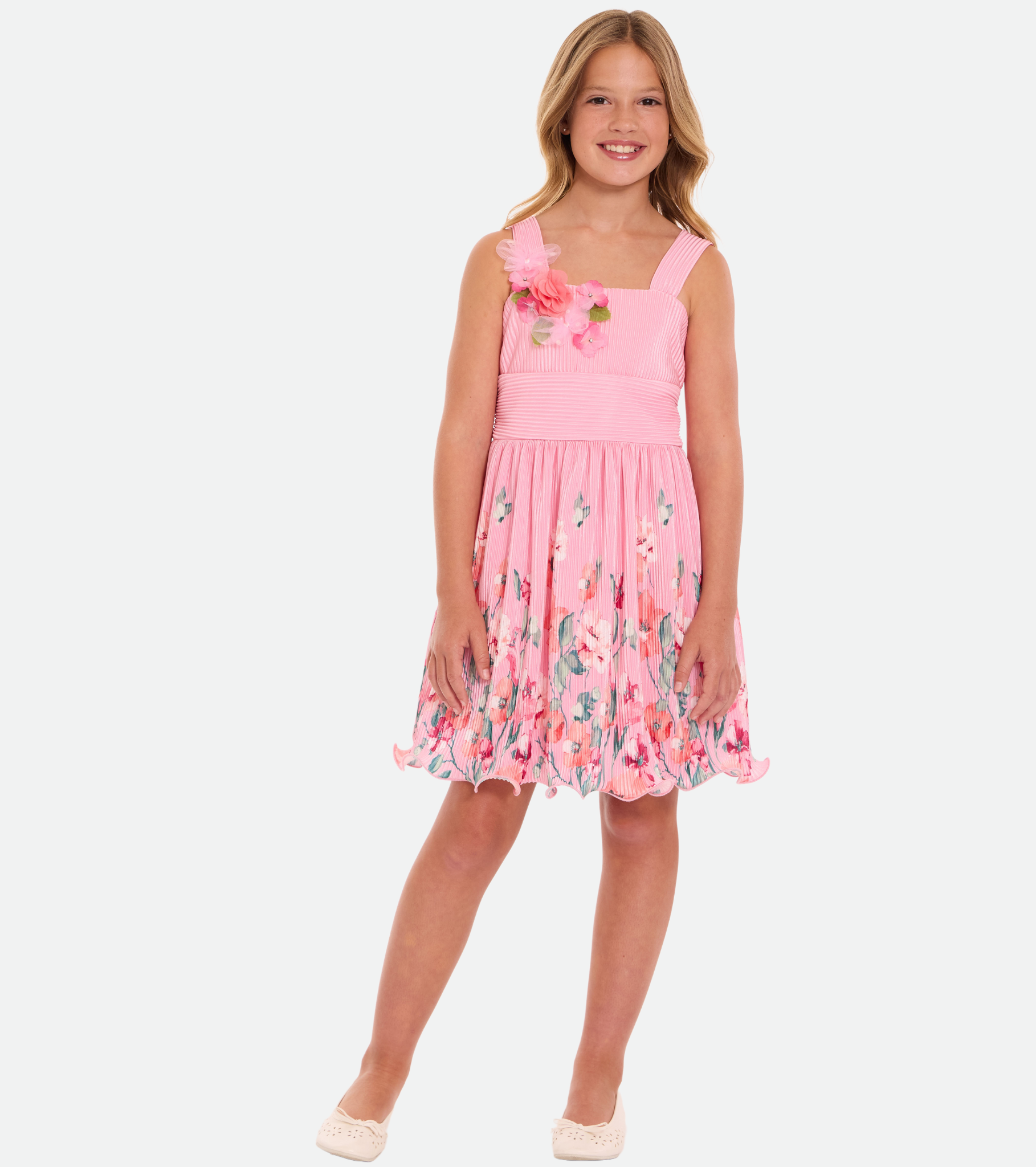 Delaney Floral Pleated Party Dress