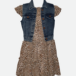 Sonia Cheetah Print Dress with Denim Vest - Image