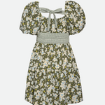 Olive Floral Peasant Dress - Image