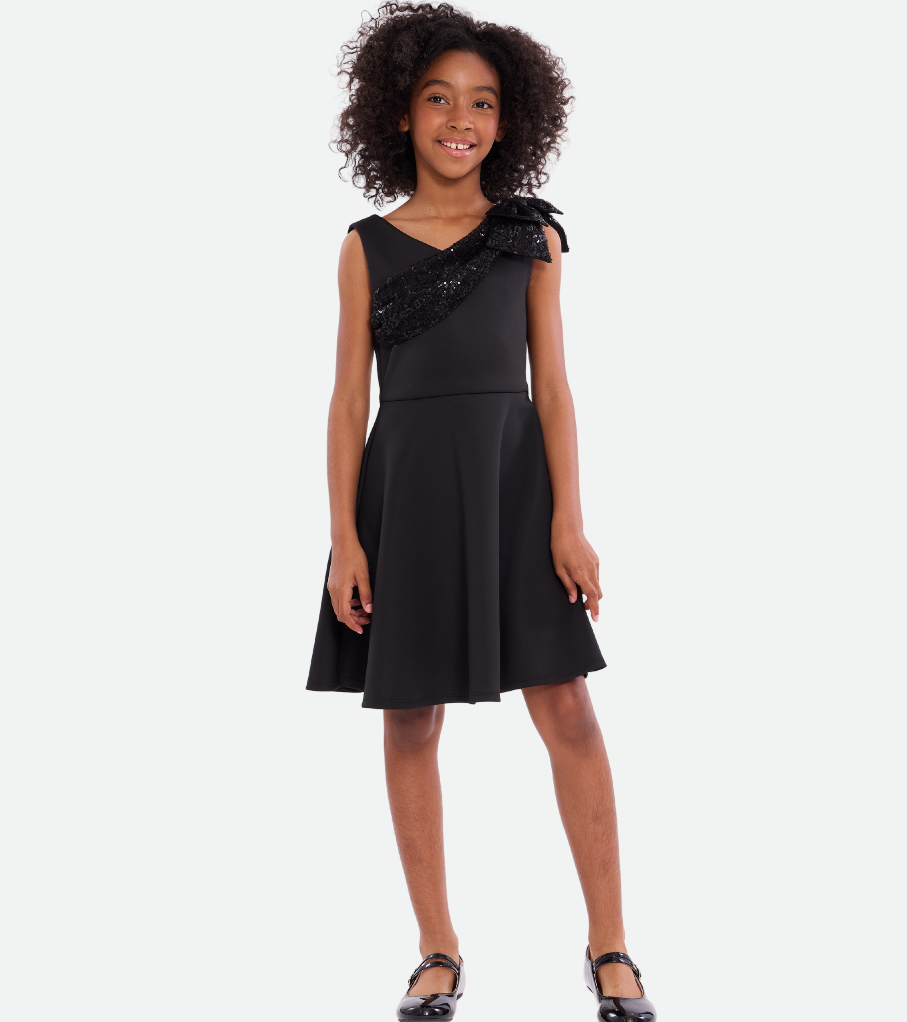 Ana Sequin Shoulder Skater Dress
