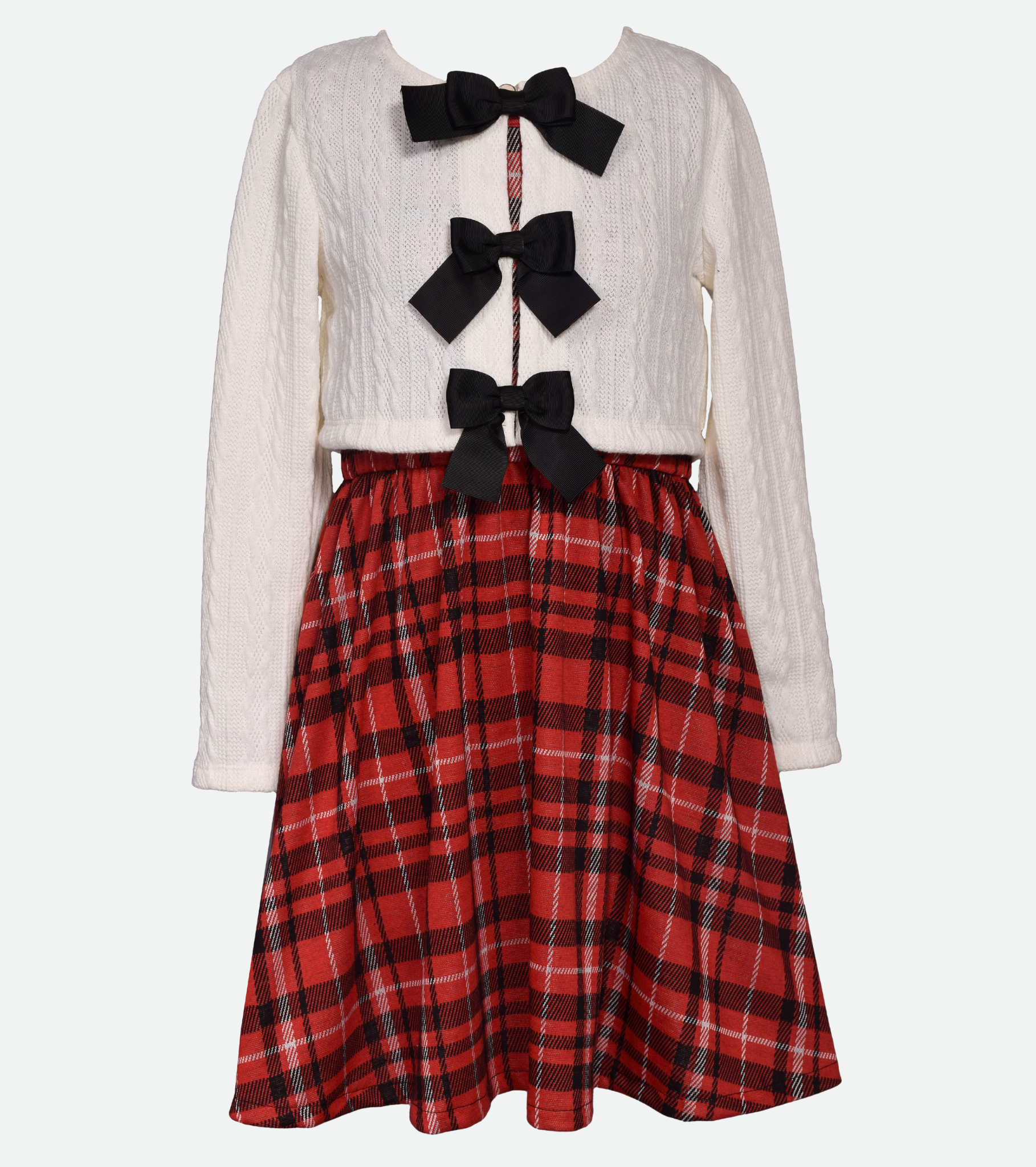 Girls Plaid dress with cardigan for tween girl
