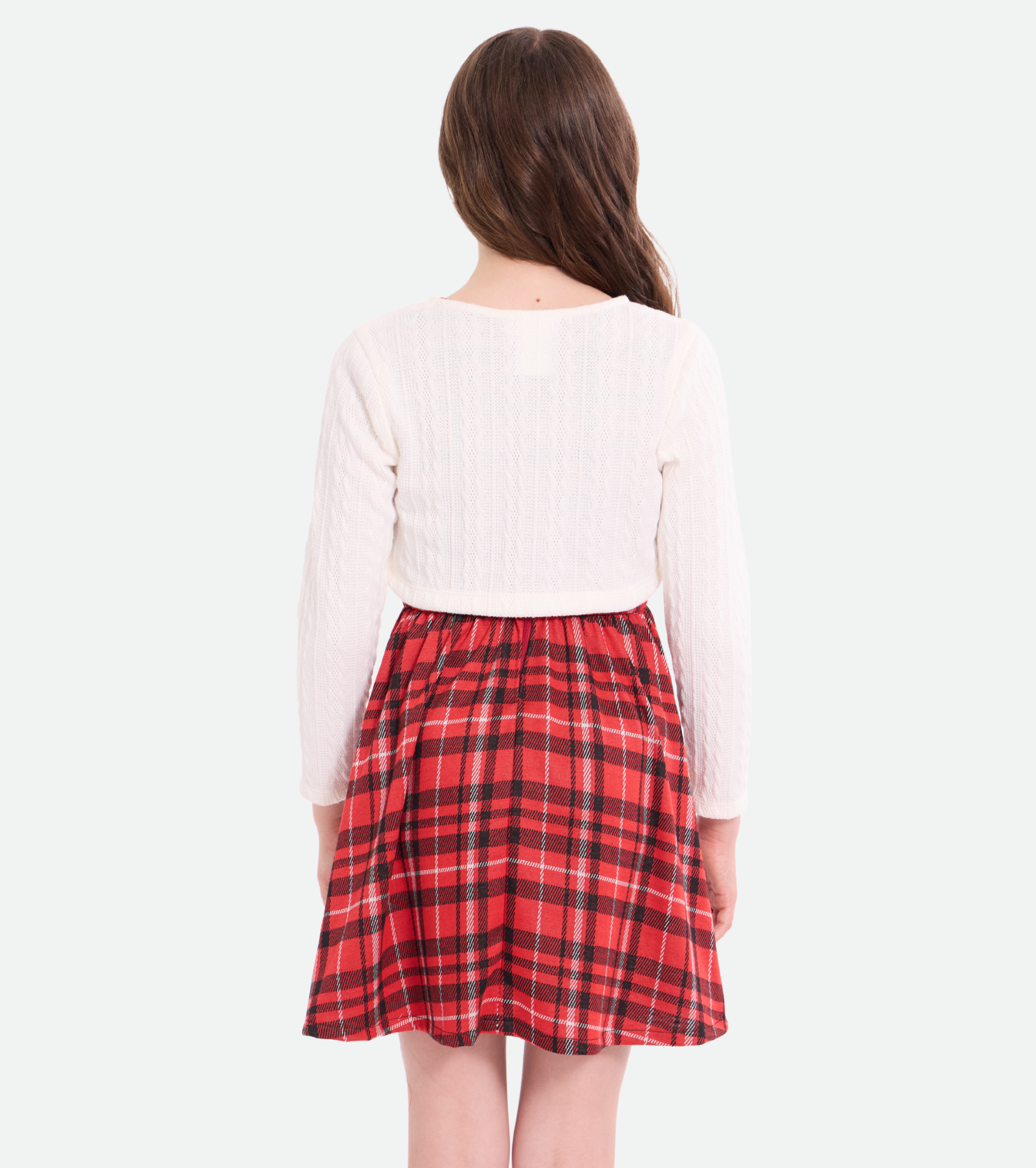 Valerie Plaid Dress with Cardigan