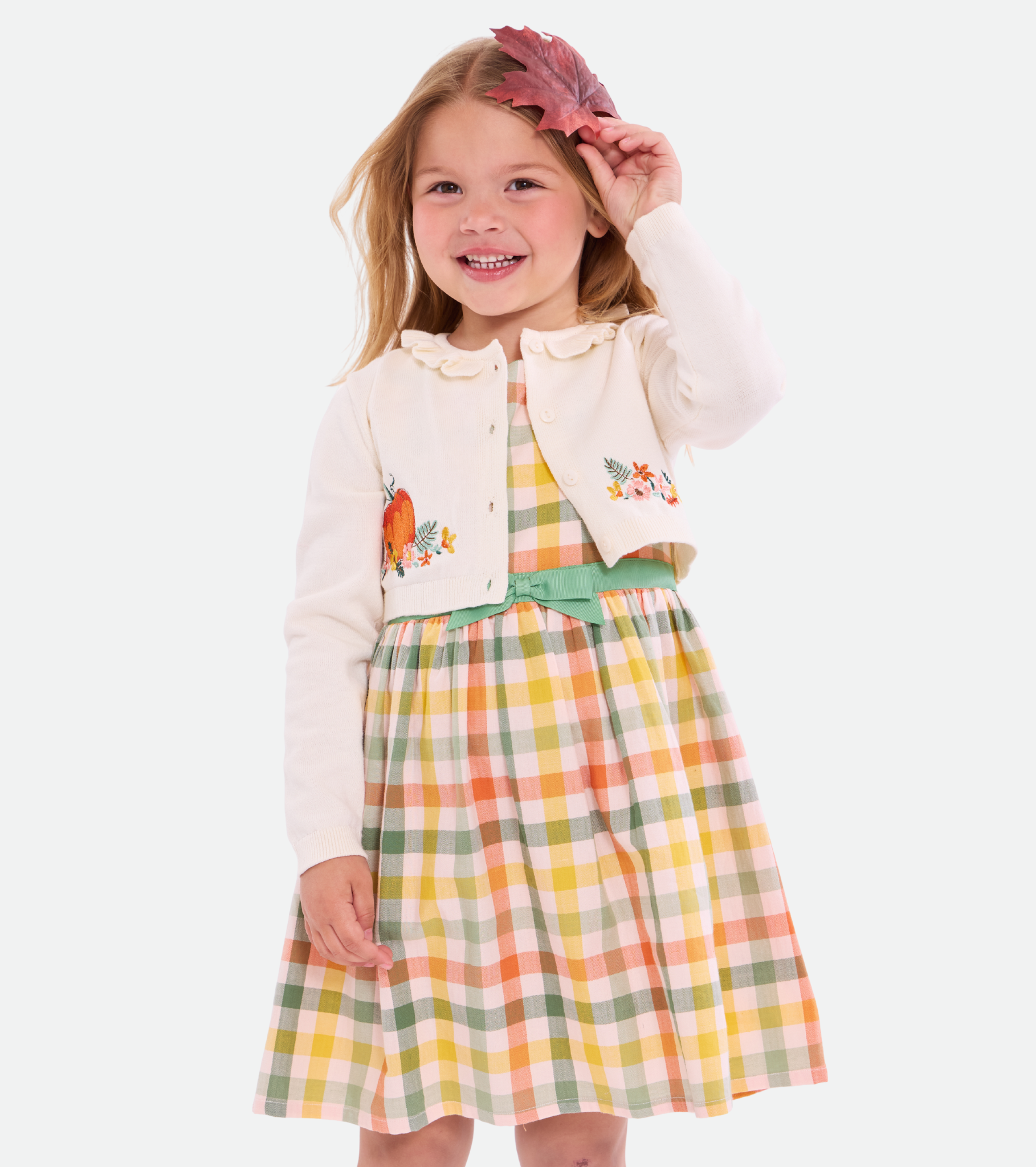 Penny Plaid Harvest Dress with Cardigan
