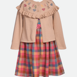 ABC Plaid Dress with Embroidered Cardigan - Image