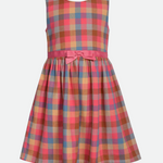 ABC Plaid Dress with Embroidered Cardigan - Image