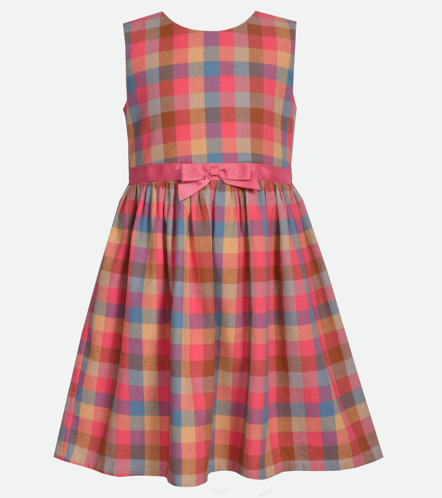 ABC Plaid Dress with Embroidered Cardigan