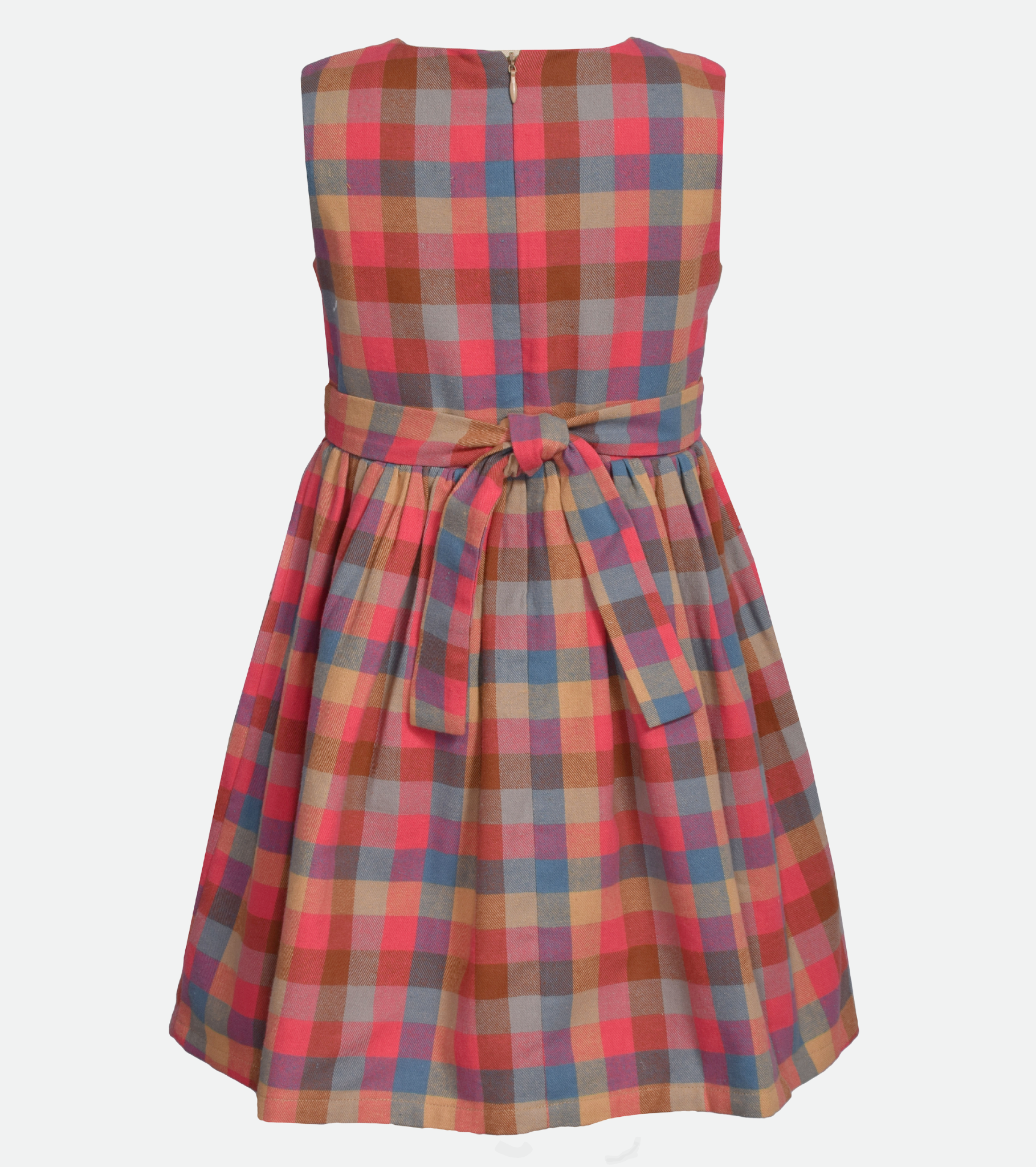 ABC Plaid Dress with Embroidered Cardigan