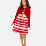 Angie Striped Party Dress with Cardigan - Image