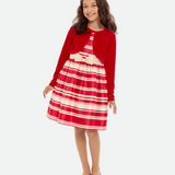 Angie Striped Party Dress with Cardigan - Image