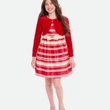 Angie Striped Party Dress with Cardigan - Image