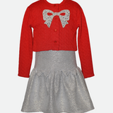 Ruby Bow Dress and Cardigan Set - Image