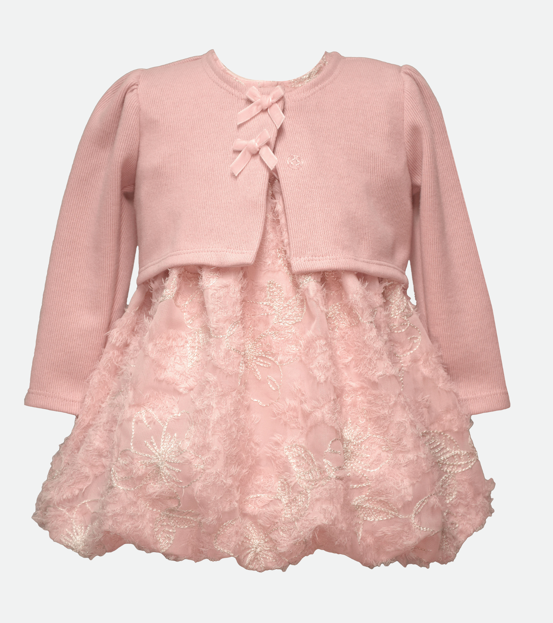Baby Girls Pink Party Dress with Cardigan