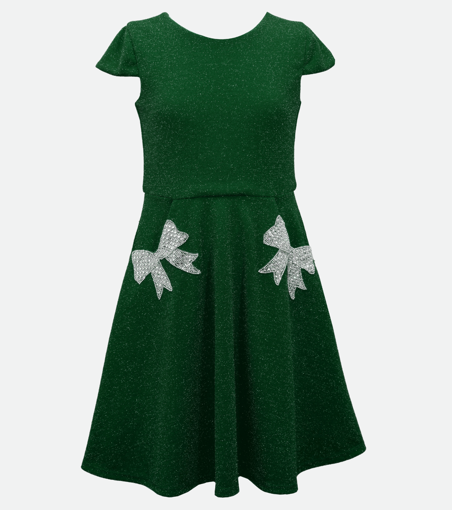 Green Sparkle Knit Party Dress for Tween Girls Holiday Party Dress