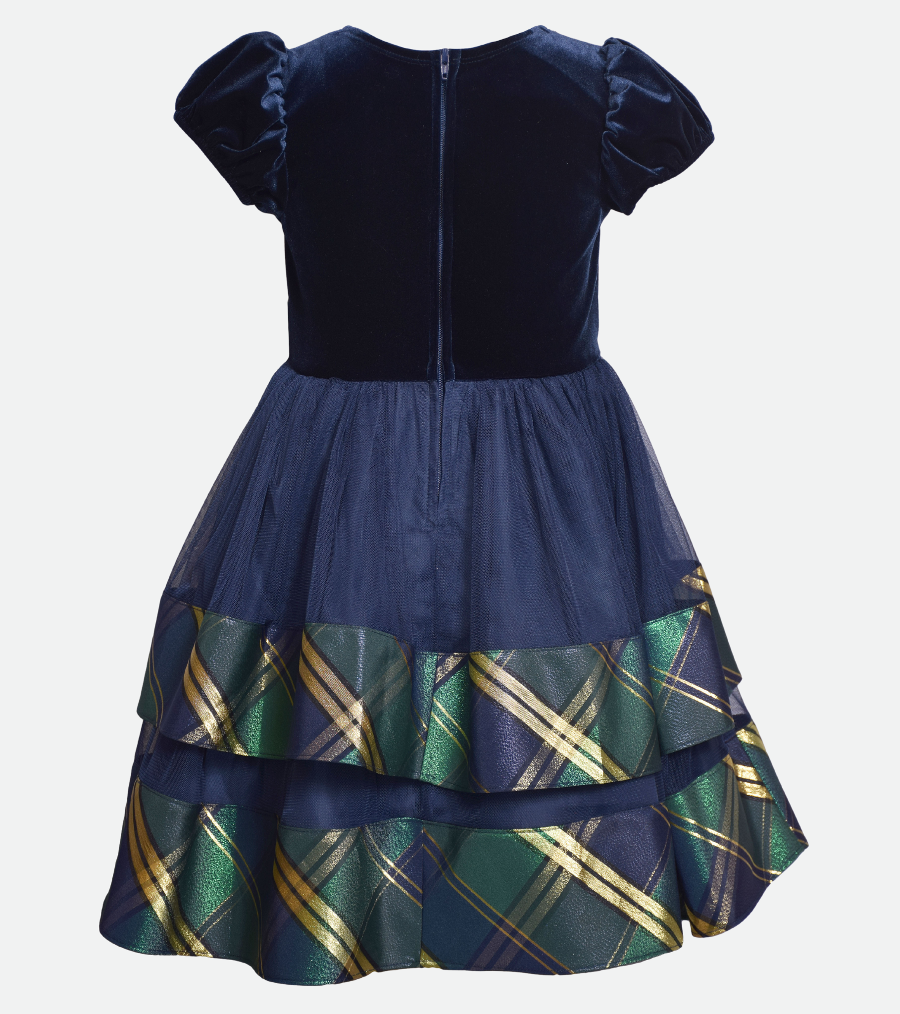 Delia Tiered Plaid Party Dress