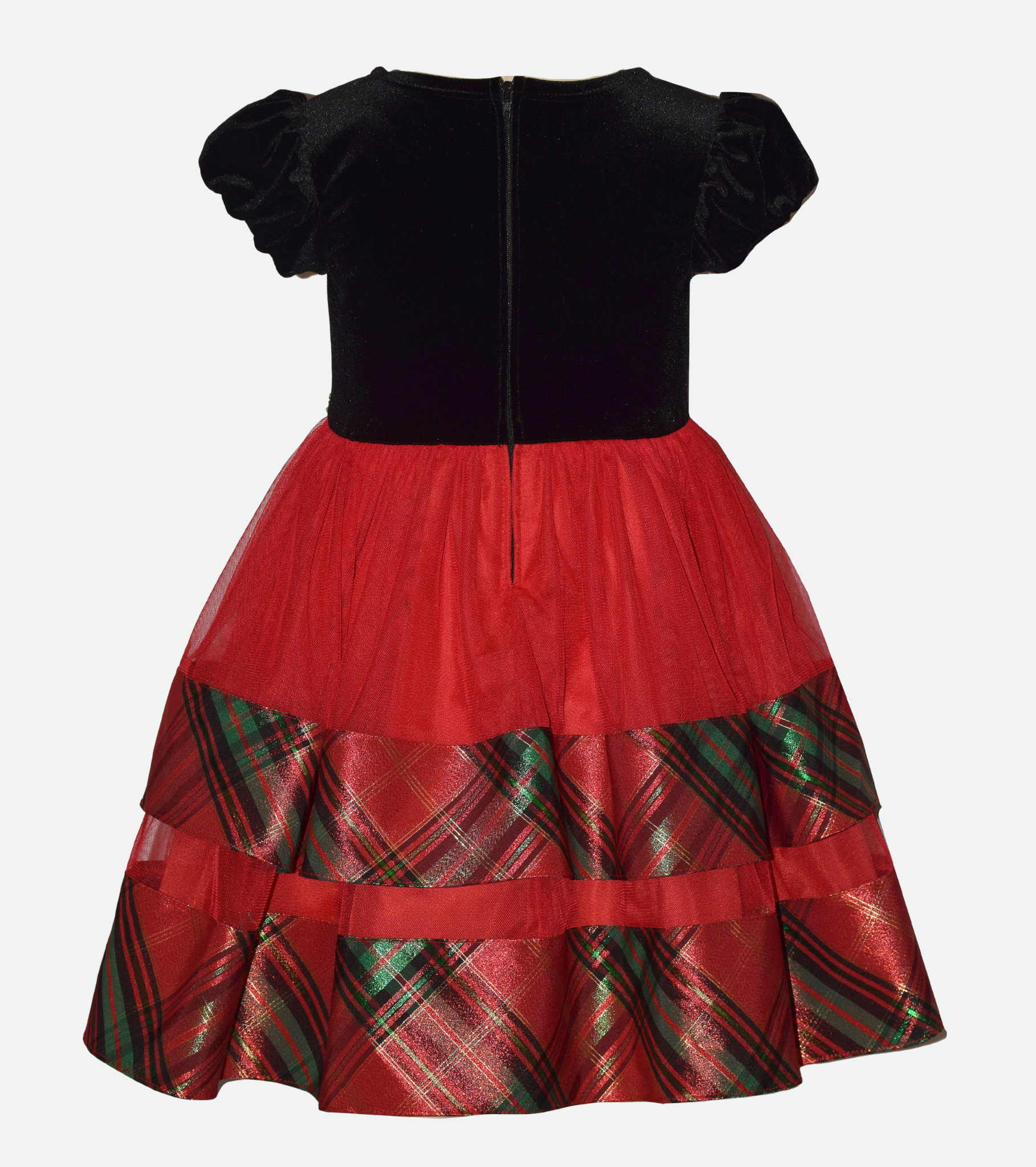 Delia Tiered Plaid Party Dress