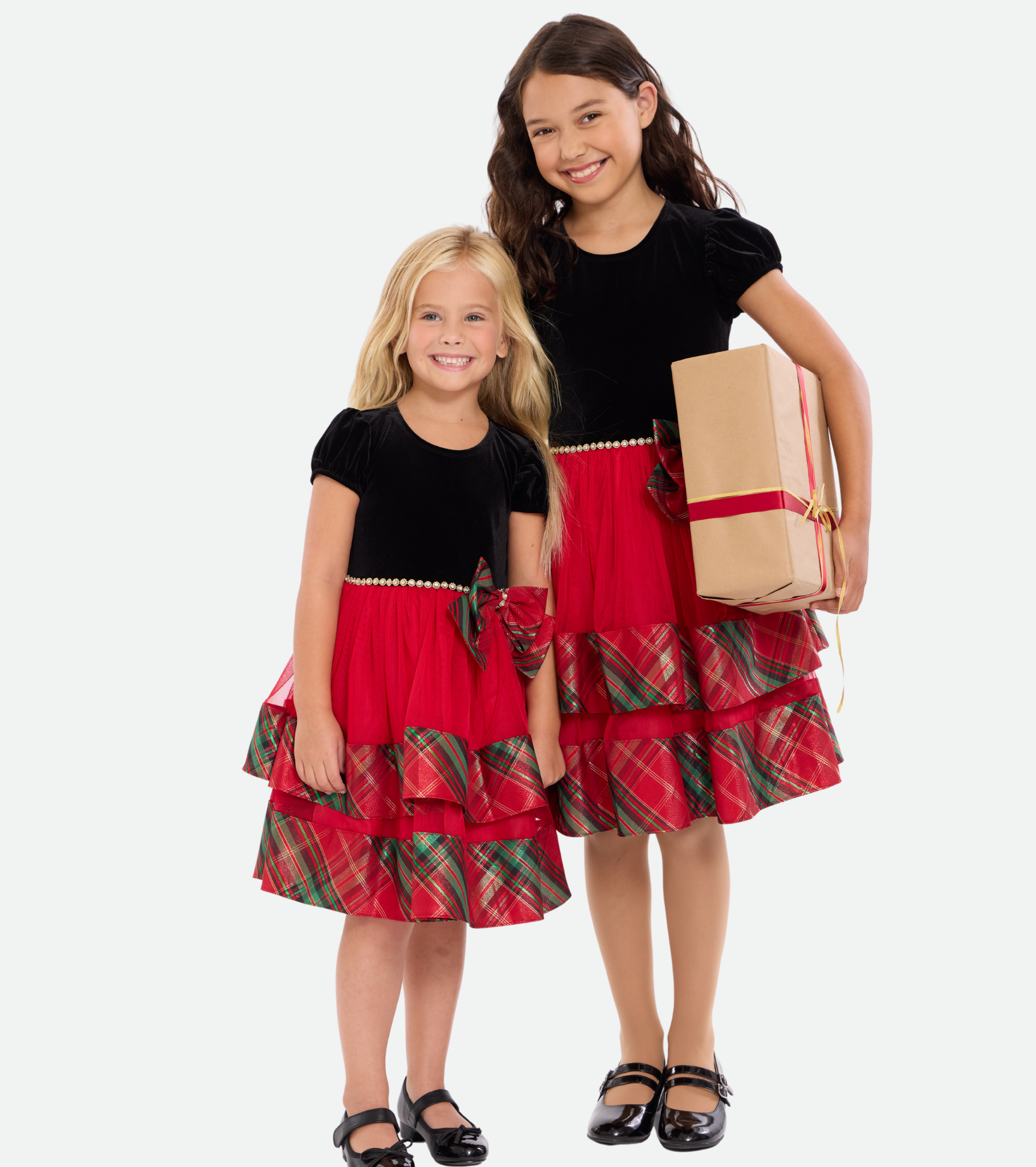 Delia Tiered Plaid Party Dress
